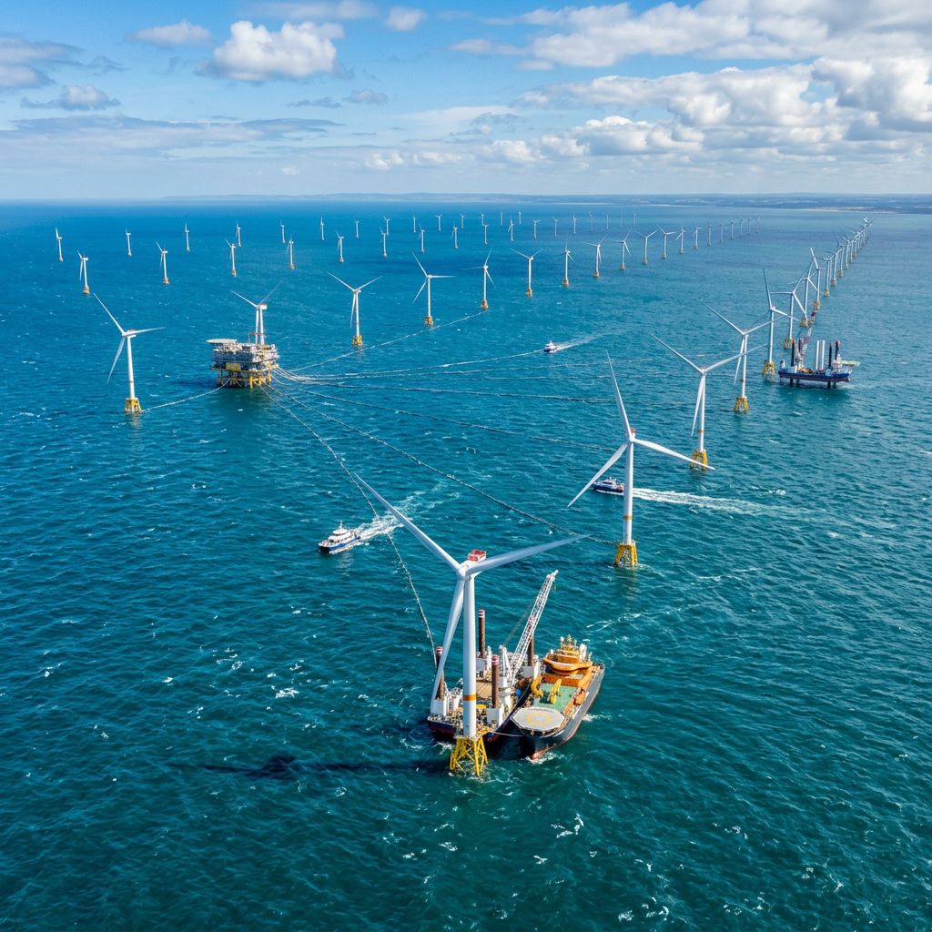 Offshore wind turbines at sea
